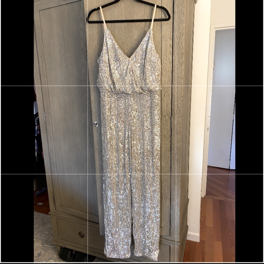 Aiden Mattox Silver Champagne Sequin Jumpsuit - *Never Worn, new with tags*